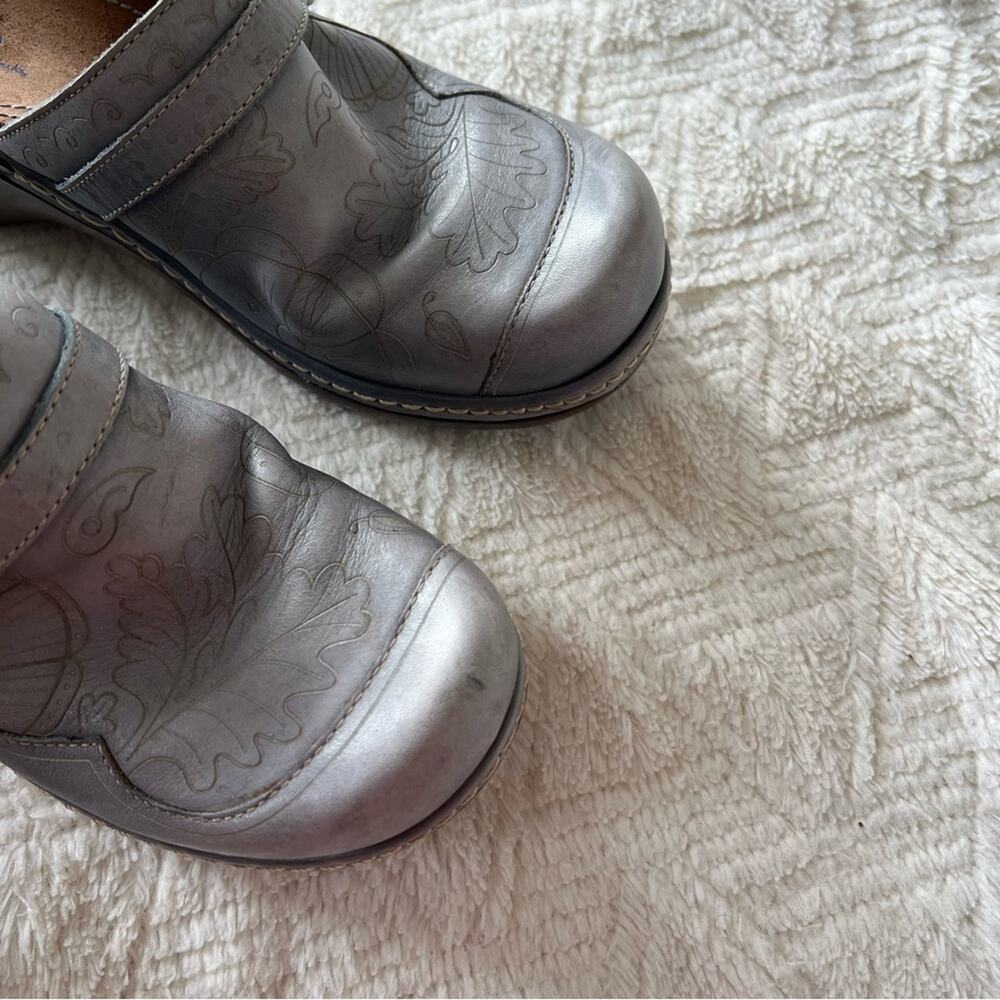 Indigo by Clarks Light Blue Leather Heeled Clogs - Picture 2 of 14